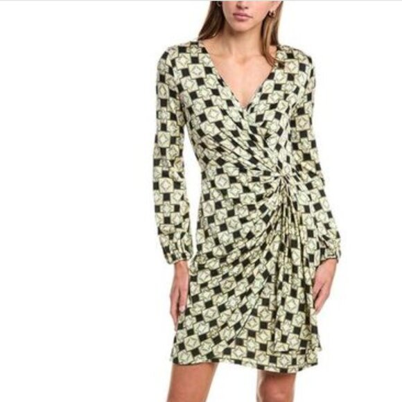 Diane von Furstenberg Toronto Mini Wrap Dress Lotus Seed Green Print 2 NWT $378 - Picture 1 of 3